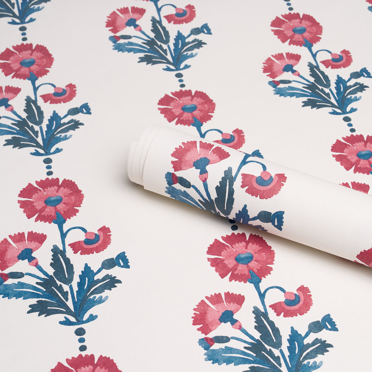 Dianthus Print Wallpaper in indigo and iron color - pattern number 5017990 - by Schumacher in the Perennial Favorites collection