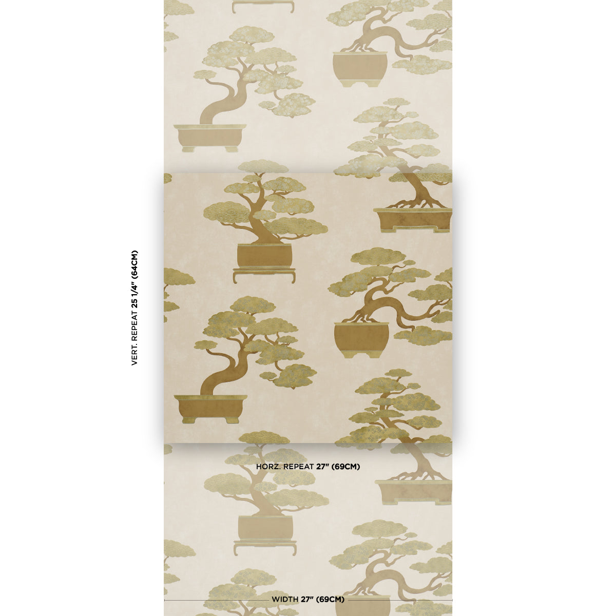 Bonsai Tree Wallpaper in neutral color - pattern number 5018002 - by Schumacher in the Japonisme collection