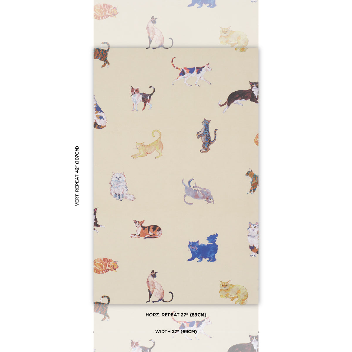 Cats Wallpaper in Cream color - pattern number 5018071 - by Schumacher in the Happy Menocal collection