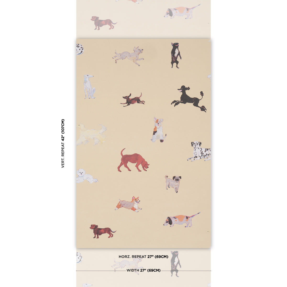 Dogs Wallpaper in Butter color - pattern number 5018080 - by Schumacher in the Happy Menocal collection