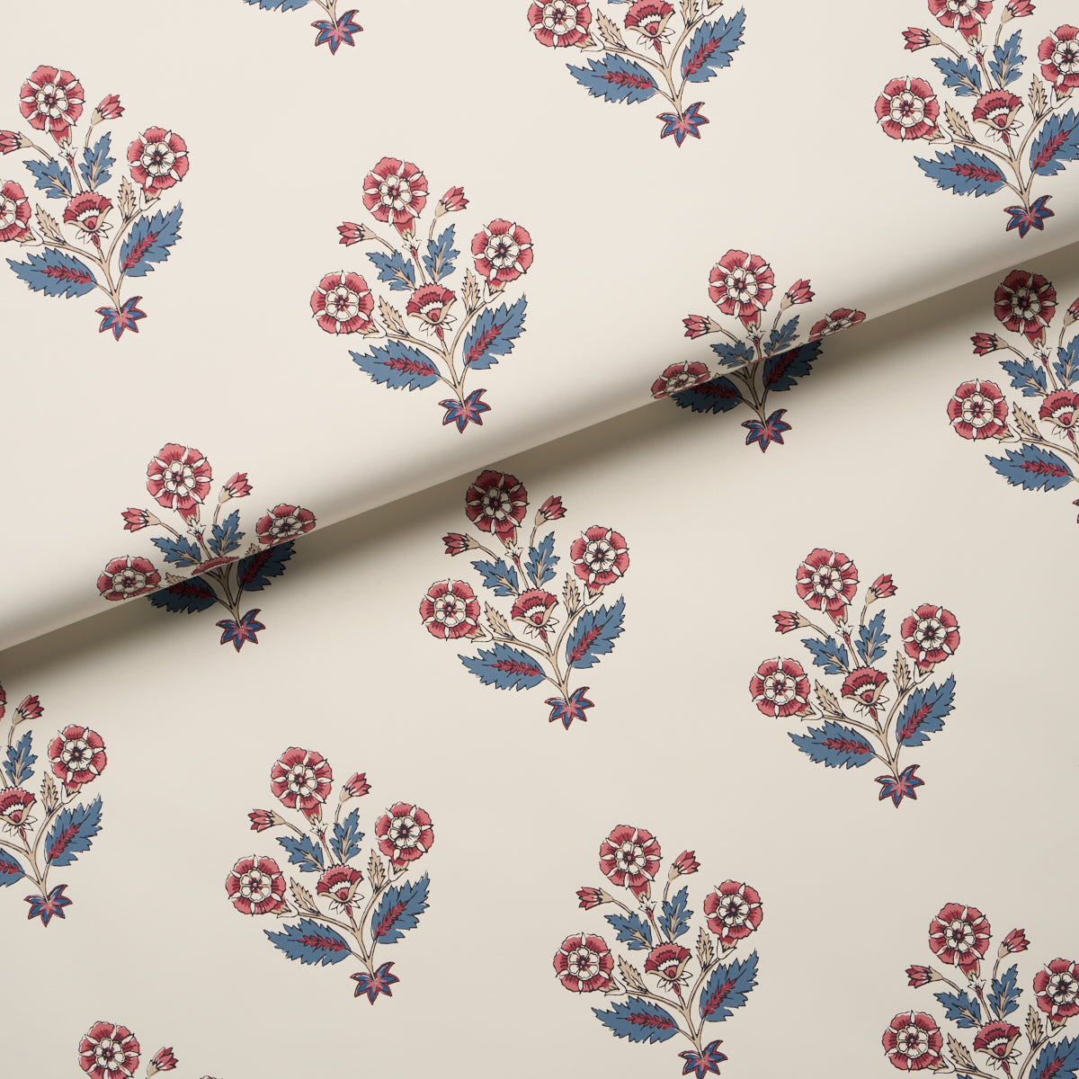 Dalila Hand-Screen Print Wallpaper in Red & Blue color - pattern number 5018091 - by Schumacher in the Bohemia collection