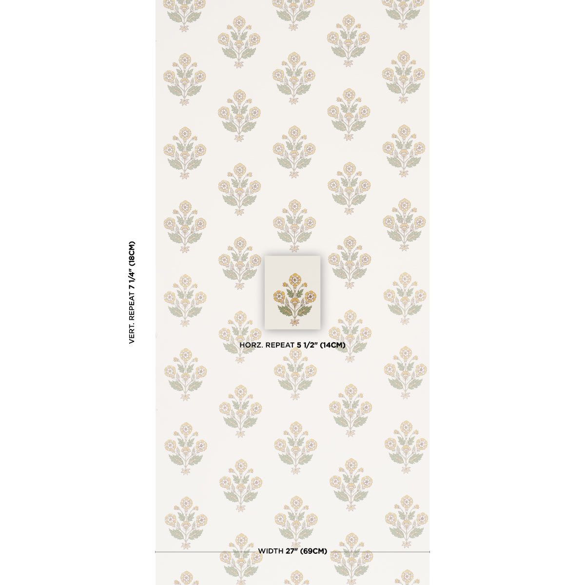 Dalila Hand-Screen Print Wallpaper in Yellow color - pattern number 5018092 - by Schumacher in the Bohemia collection