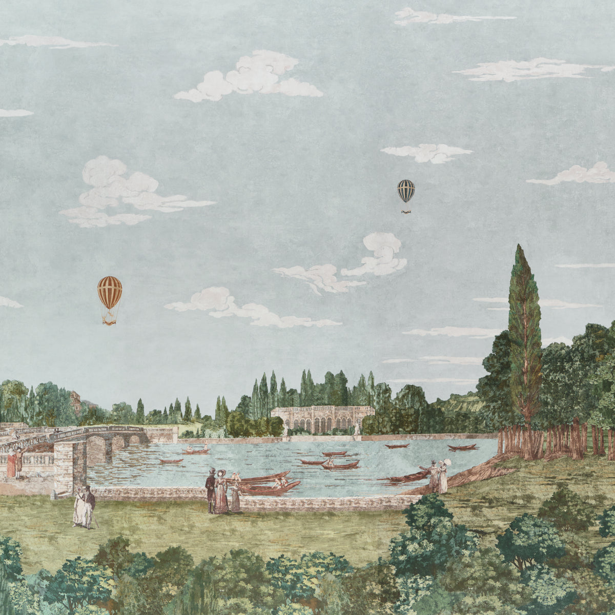 Promenade Panel Wallpaper in Sky color - pattern number 5018122 - by Schumacher in the Perennial Favorites collection