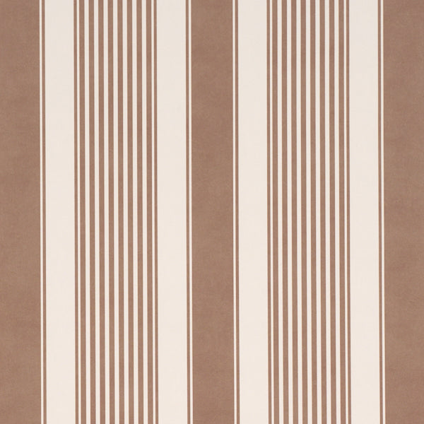 Summerville Stripe Wallpaper in umber color - pattern number 5018142 - by Schumacher in the Stripe Wallcovering Collection collection
