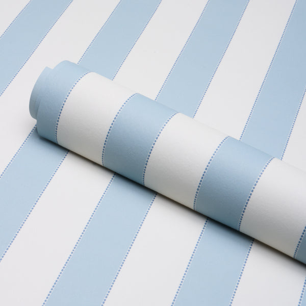 Louise Stripe Wallpaper in blue color - pattern number 5018150 - by Schumacher in the Stripe Wallcovering Collection collection