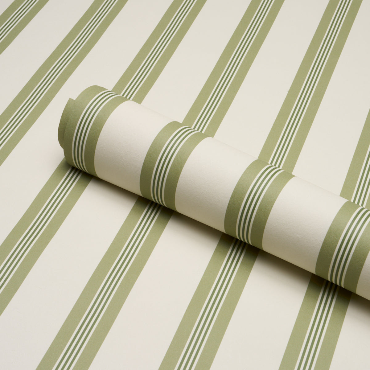 Chatham Stripe Wallpaper in leaf color - pattern number 5018172 - by Schumacher in the Stripe Wallcovering Collection collection