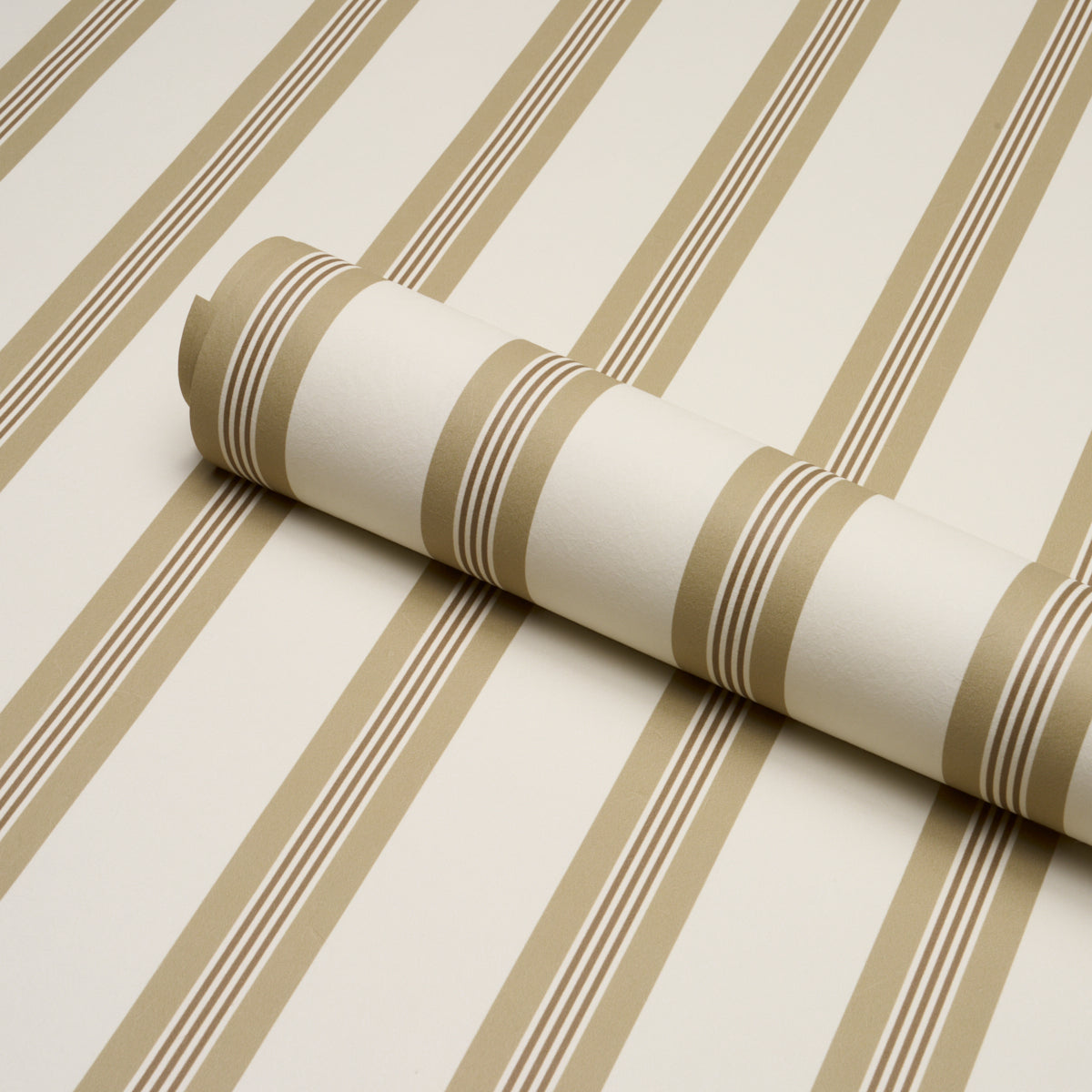 Chatham Stripe Wallpaper in driftwood color - pattern number 5018173 - by Schumacher in the Stripe Wallcovering Collection collection