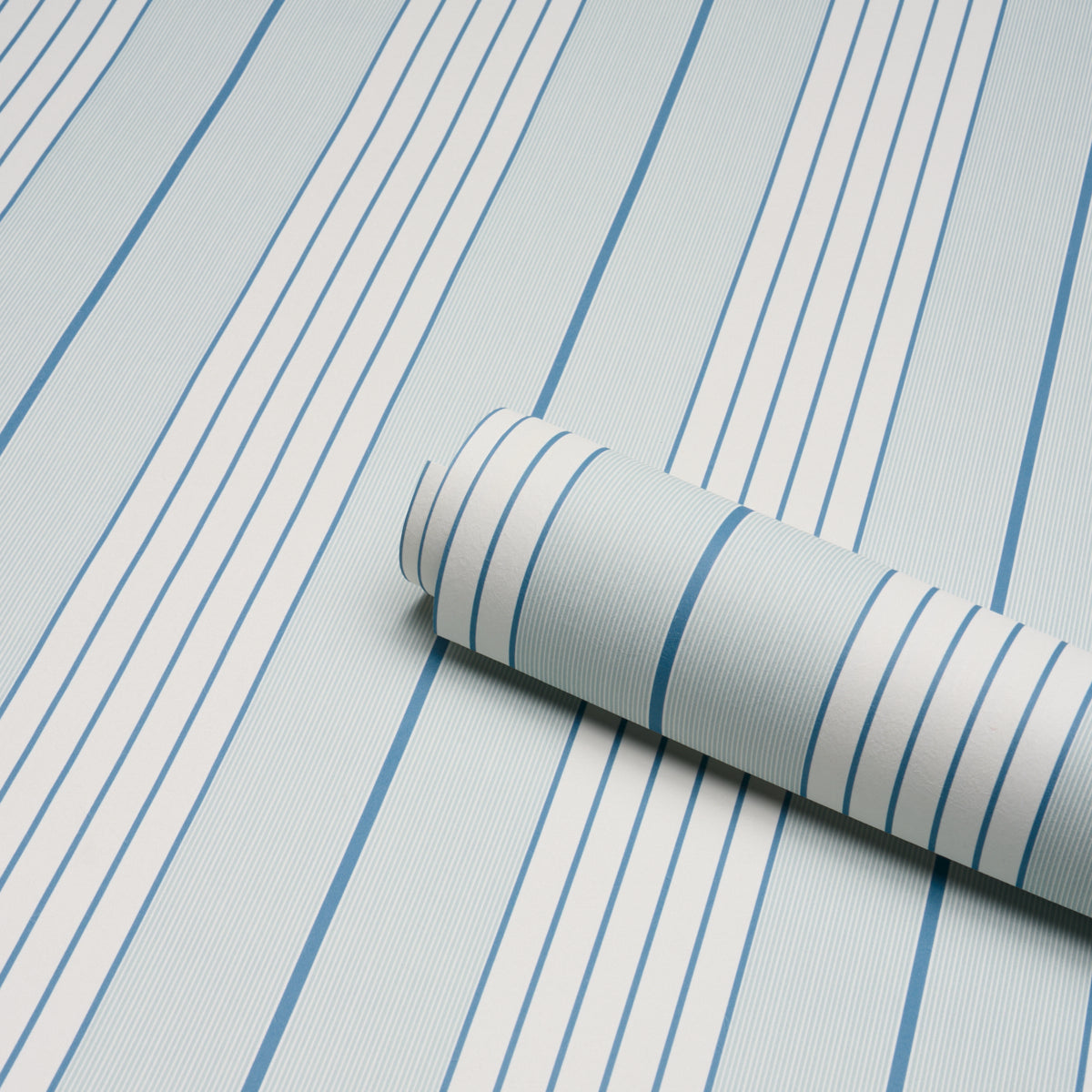 Audrey Stripe Wallpaper in blues color - pattern number 5018181 - by Schumacher in the Stripe Wallcovering Collection collection