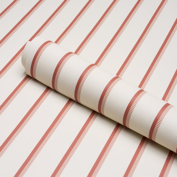 Tyla Stripe Wallpaper in terracotta color - pattern number 5018230 - by Schumacher in the Stripe Wallcovering Collection collection