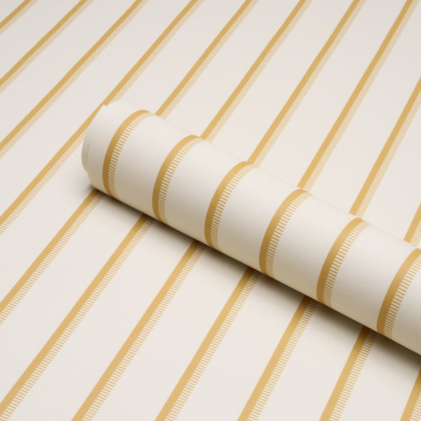 Tyla Stripe Wallpaper in butternut color - pattern number 5018233 - by Schumacher in the Stripe Wallcovering Collection collection
