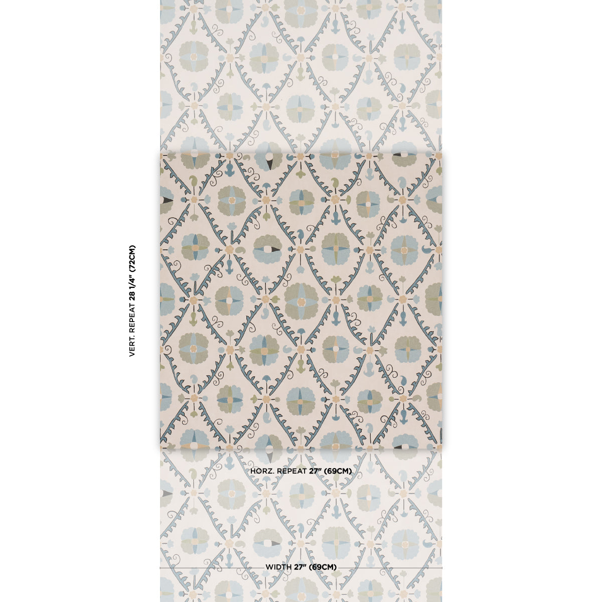 Amal Wallpaper in Calm Blue/laurel Green color - pattern number 5018281 - by Schumacher in the Johnson Hartig collection