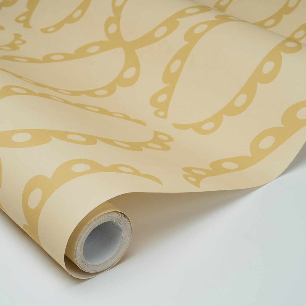 The Saints Wallpaper in soft gold color - pattern number 5018381 - by Schumacher in the Backdrop I collection