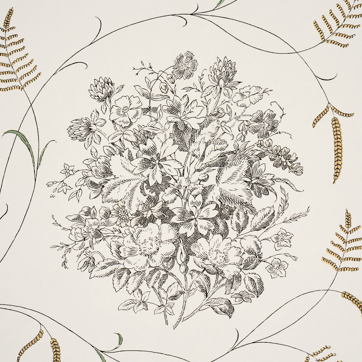 Century Scenic Toile Wallpaper in Black color - pattern number 5018410 - by Schumacher in the American Heritage collection