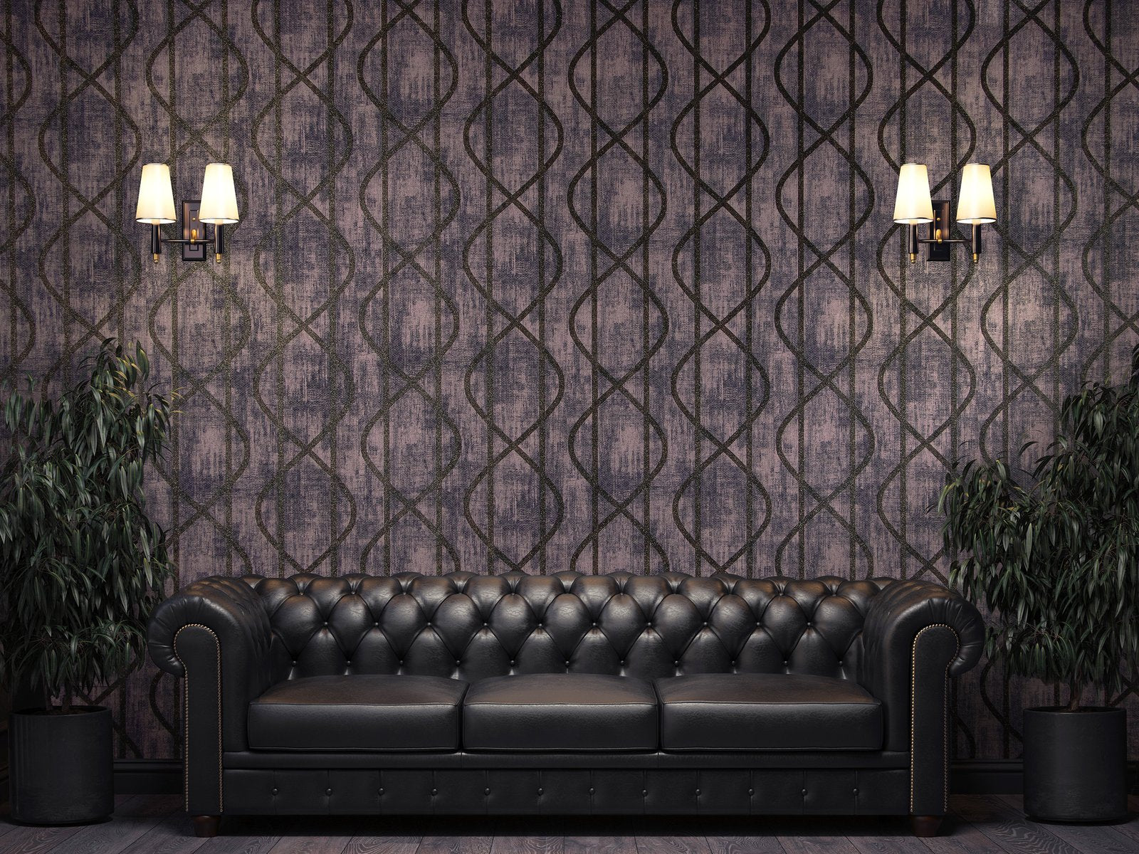 Saturn Ocean Blue wallpaper in purple lilac color - pattern number GH51214-23 - by Galerie in the Universe collection