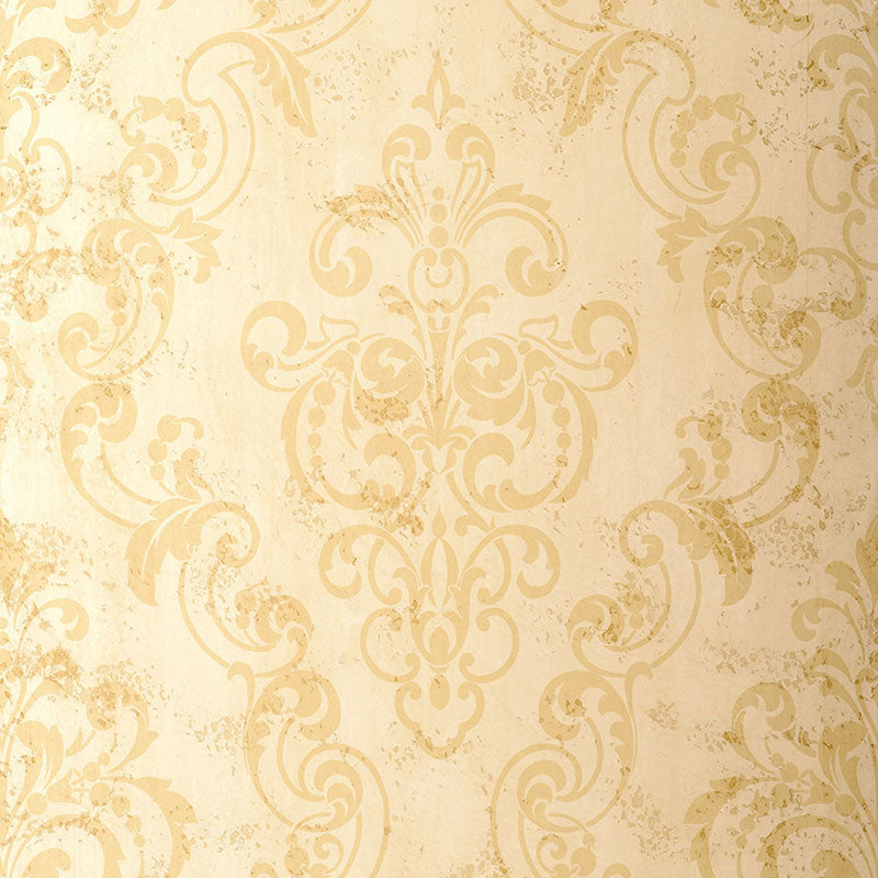 Giovan Damask wallpaper in sand color - pattern number 529120 - by Schumacher in the Palazzo collection