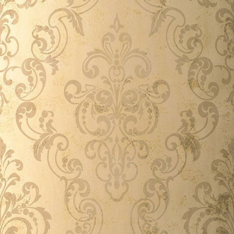 Giovan Damask wallpaper in taupe color - pattern number 529123 - by Schumacher in the Palazzo collection