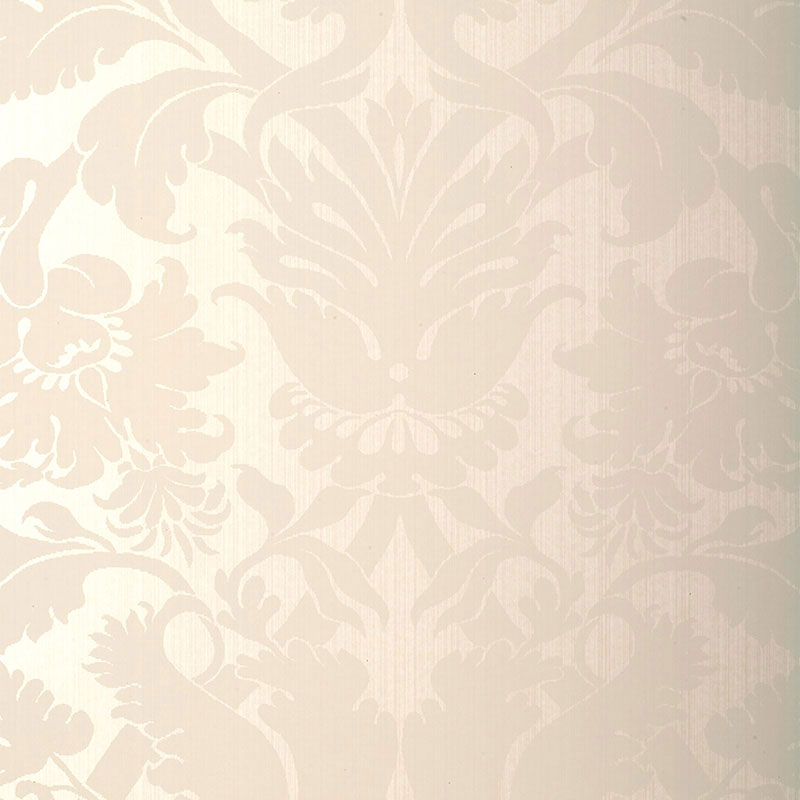 Fiorella Damask wallpaper in pearl color - pattern number 529190 - by Schumacher in the Palazzo collection