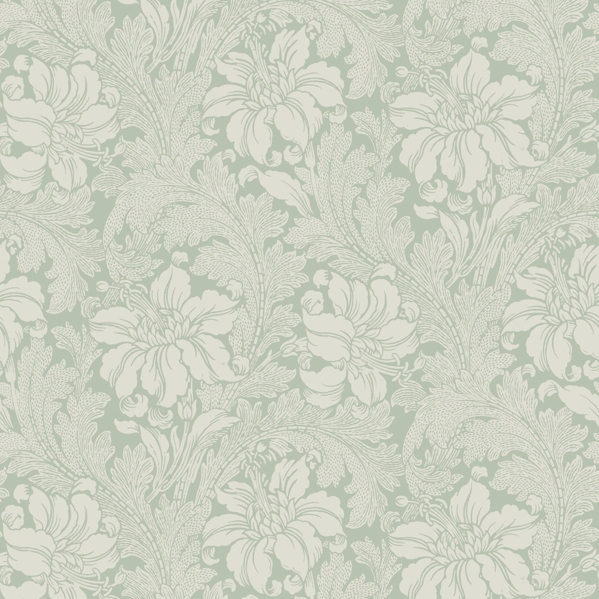 Acanthus Garden fabric in sage color - pattern number 5350 - by Schumacher in the Borastapeter collection