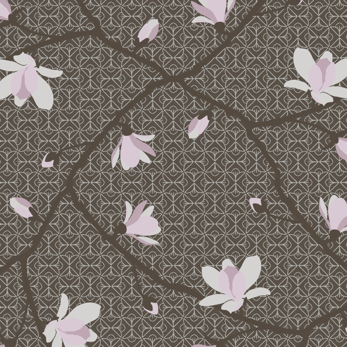 Magnolia wallpaper in mineral color - pattern number 5451 - by Schumacher in the Borastapeter collection