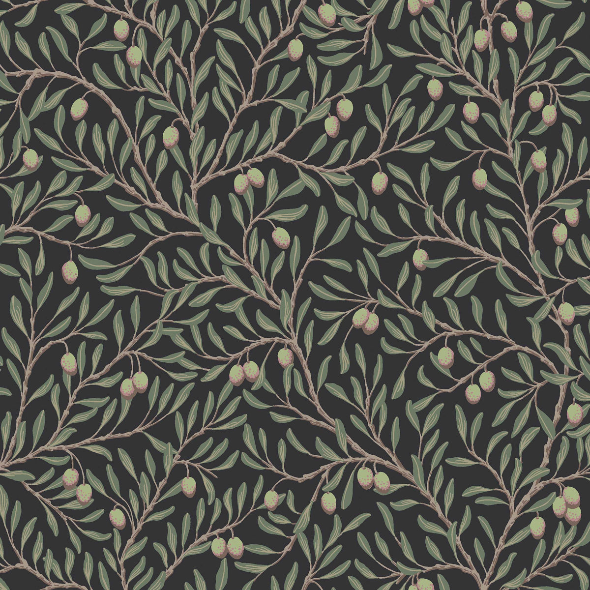 Olivtrad wallpaper in spruce and midnight color - pattern number 5706 - by Schumacher in the Borastapeter collection