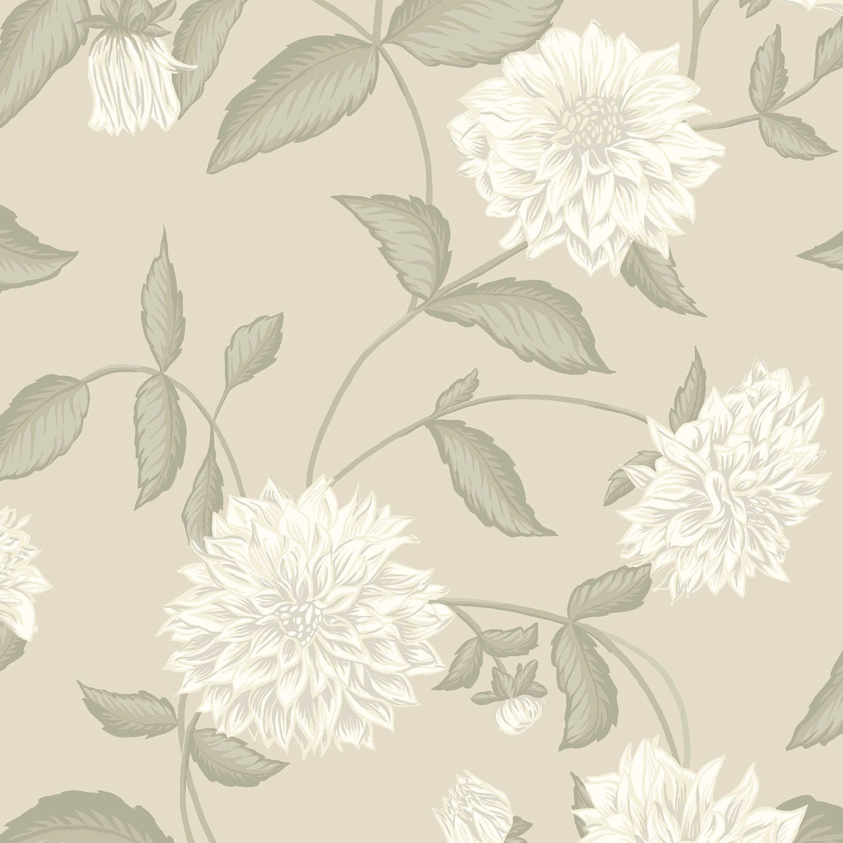 Dahliadrom wallpaper in leaf color - pattern number 5720 - by Schumacher in the Borastapeter collection