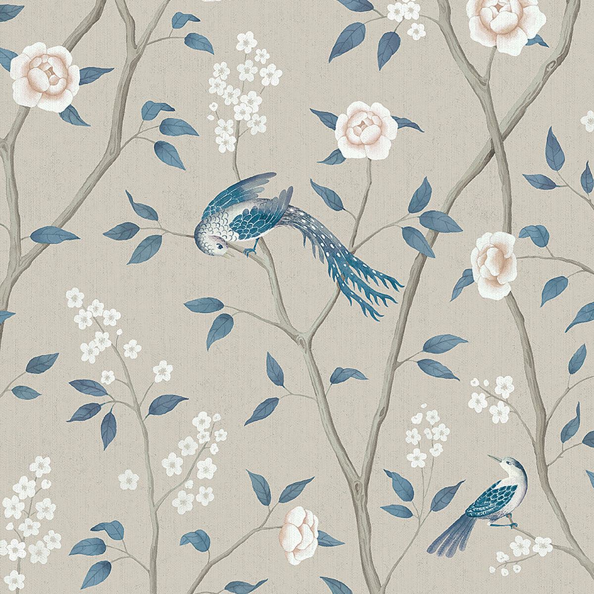 Paradise Birds fabric in turquoise shimmer color - pattern number 6143 - by Schumacher in the Borastapeter collection