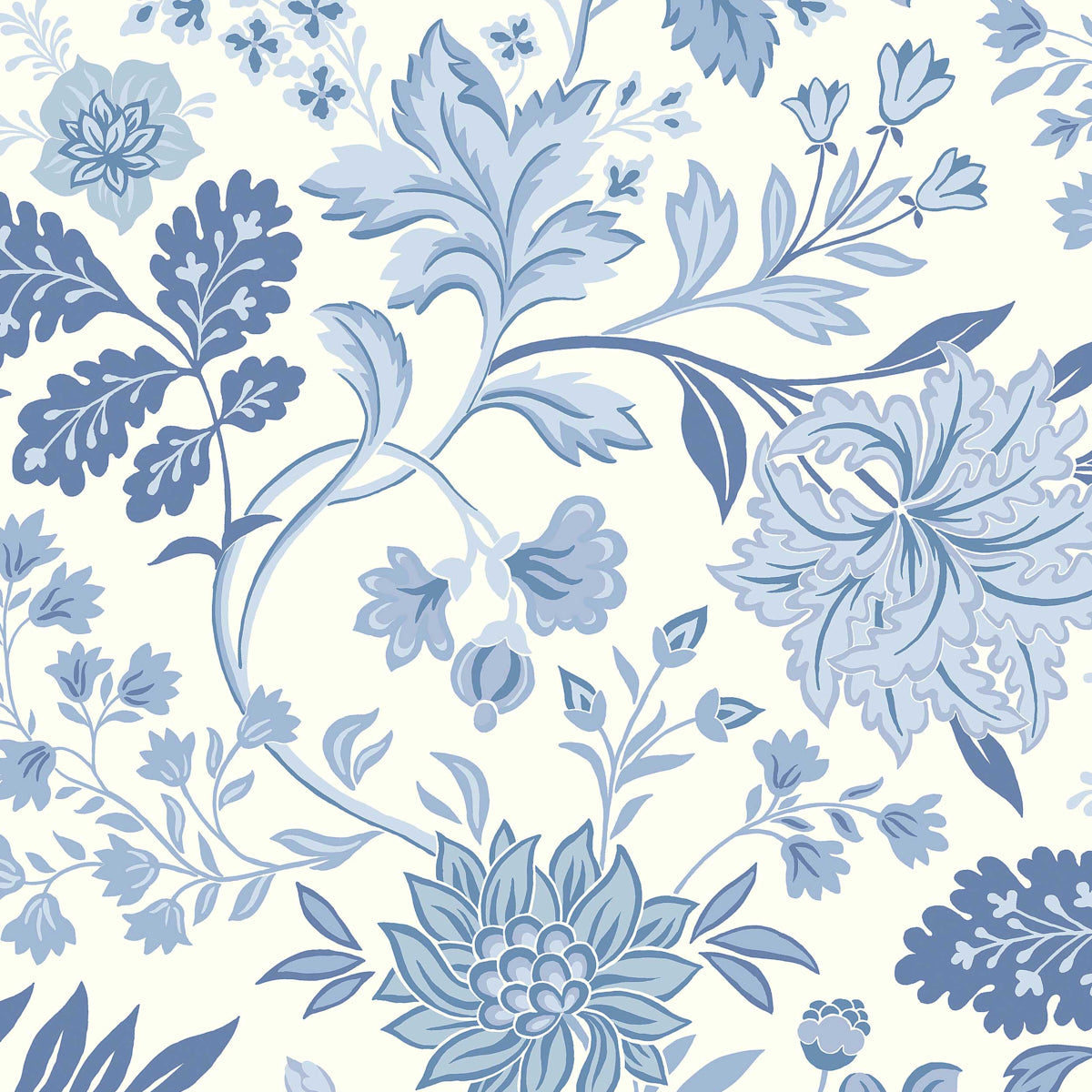 Alicia fabric in blue and white color - pattern number 6144 - by Schumacher in the Borastapeter collection