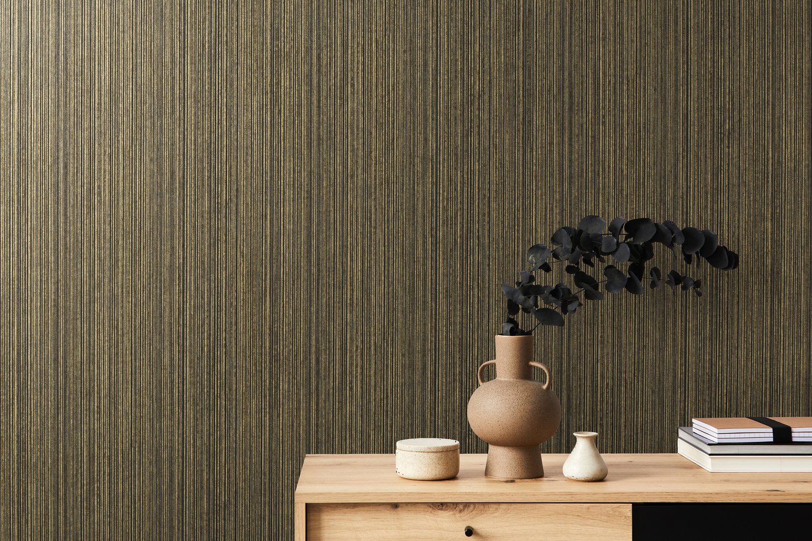 Jupiter Umber Brown wallpaper in gold color - pattern number GH64618-23 - by Galerie in the Universe collection