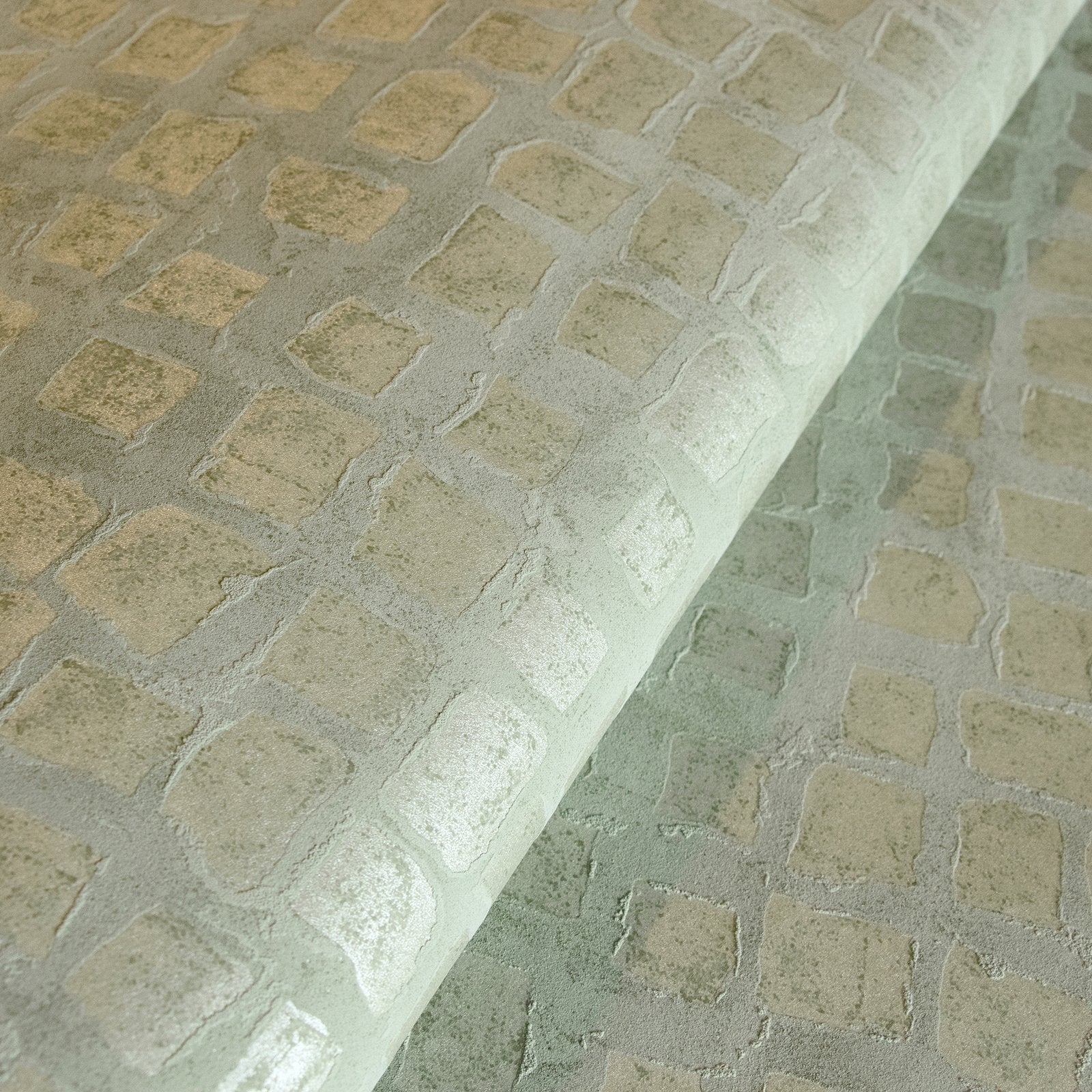 Manhattan / Loft Tile wallpaper in green color - pattern number GH64864-23 - by Galerie in the Urban Classics collection