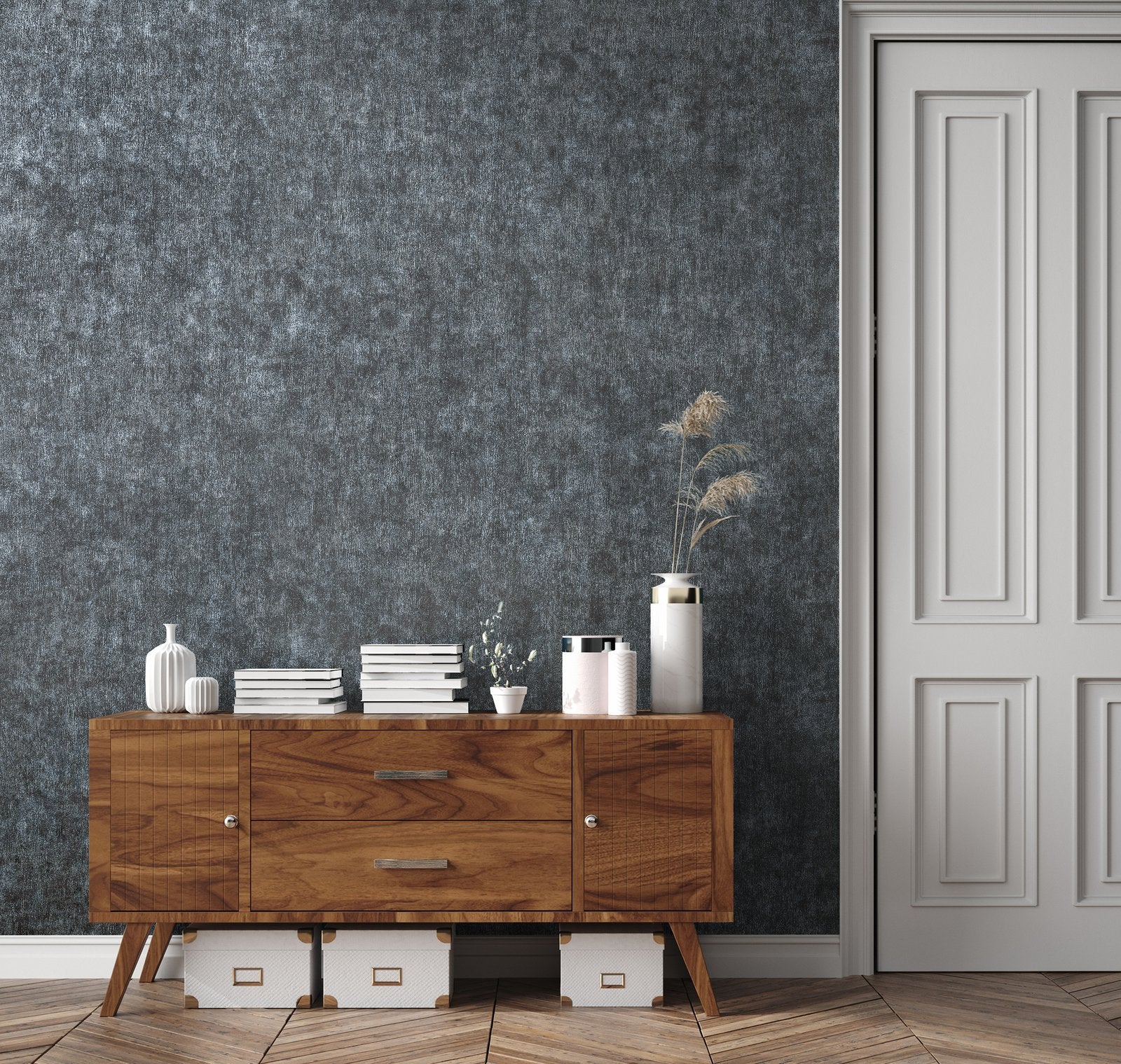 Scratched Plaster wallpaper in blue color - pattern number GH64939-23 - by Galerie in the Feel collection