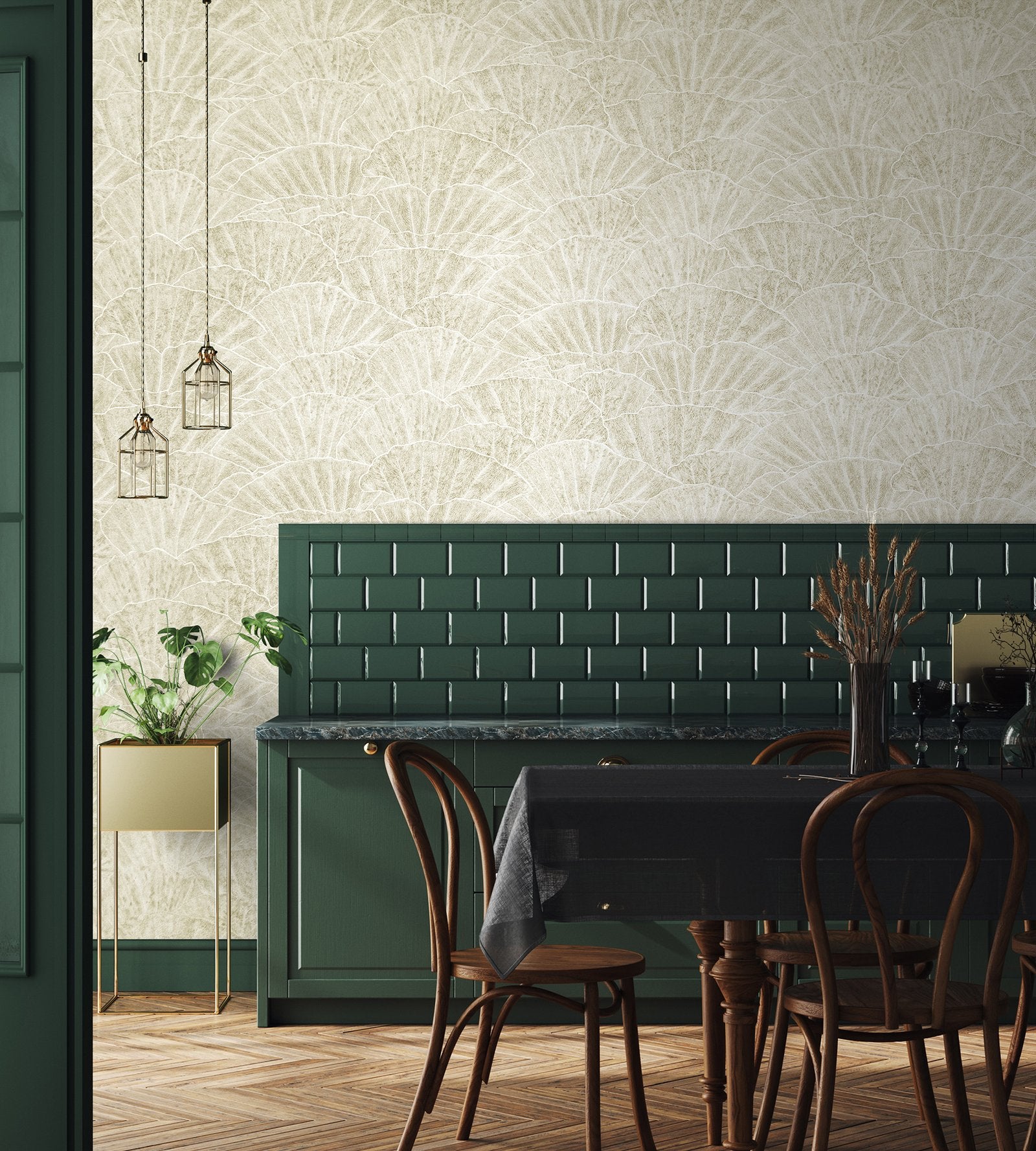Seashell wallpaper in beige color - pattern number GH65003-23 - by Galerie in the Feel collection