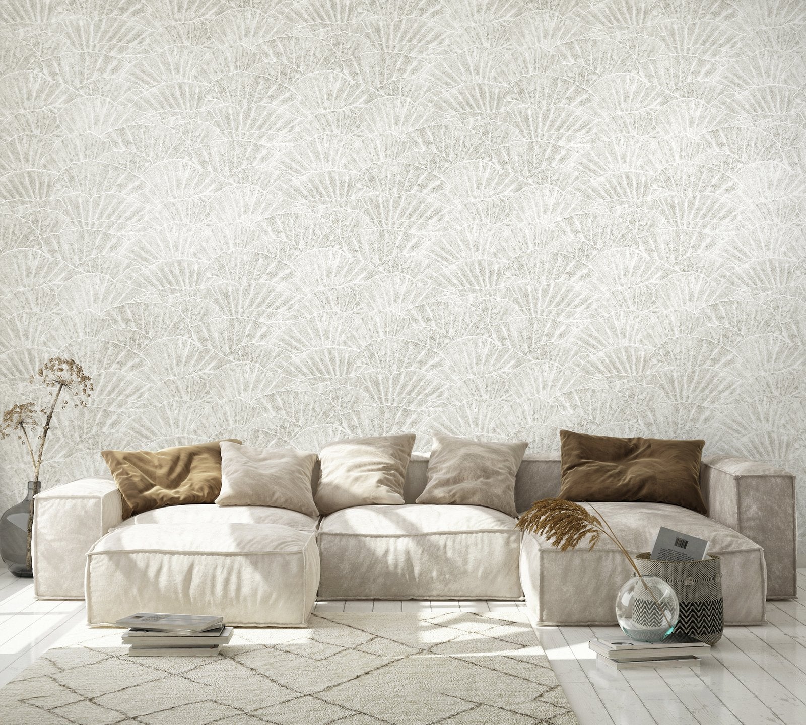 Seashell wallpaper in silver grey color - pattern number GH65004-23 - by Galerie in the Feel collection