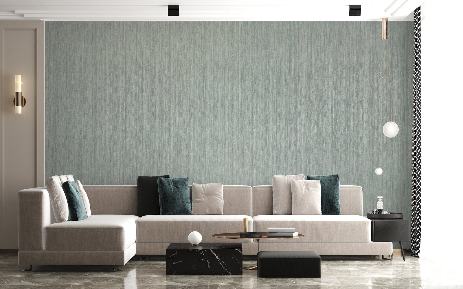 Curtain wallpaper in blue color - pattern number GH65048-23 - by Galerie in the Feel collection
