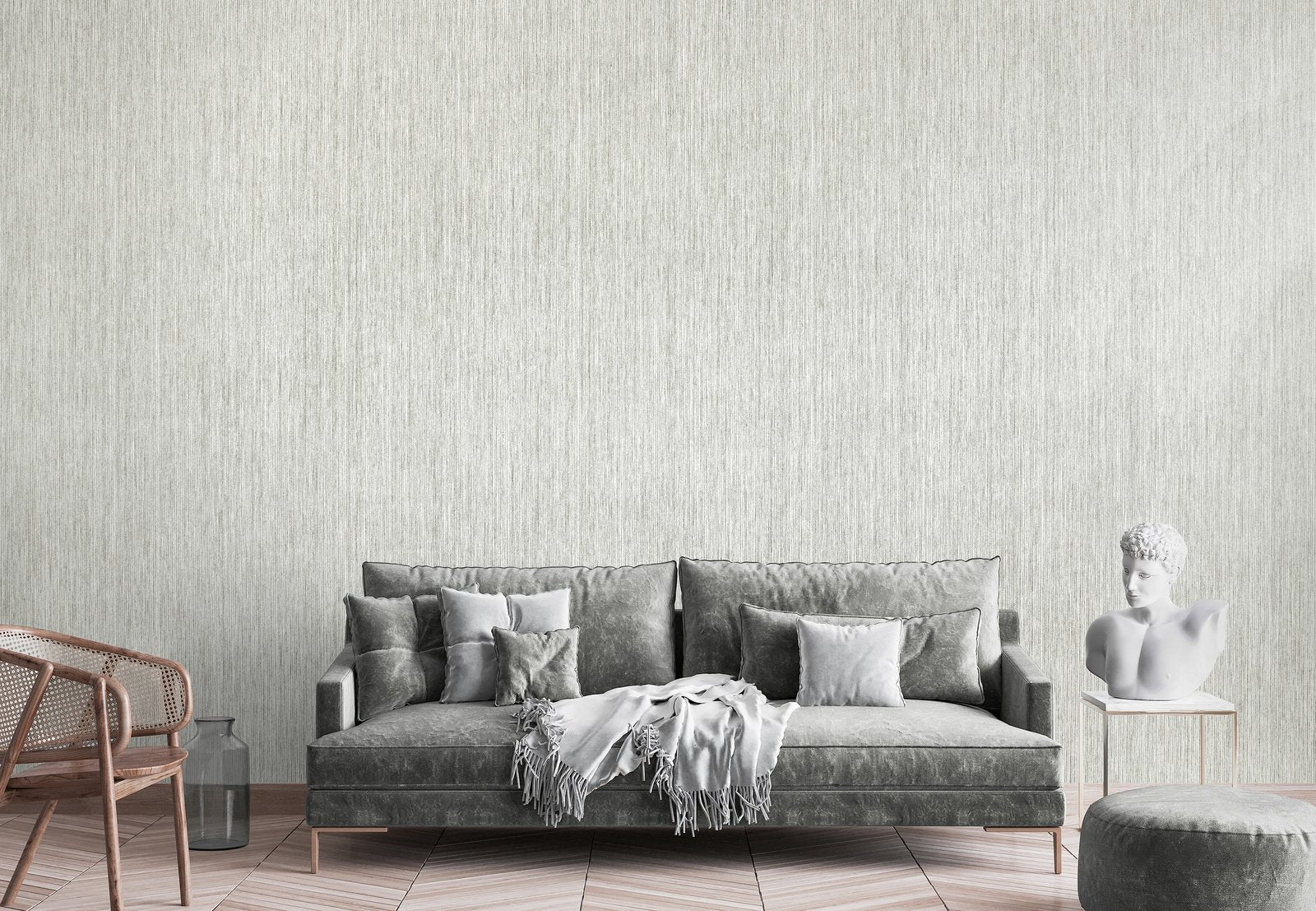 Curtain wallpaper in silver grey color - pattern number GH65051-23 - by Galerie in the Feel collection