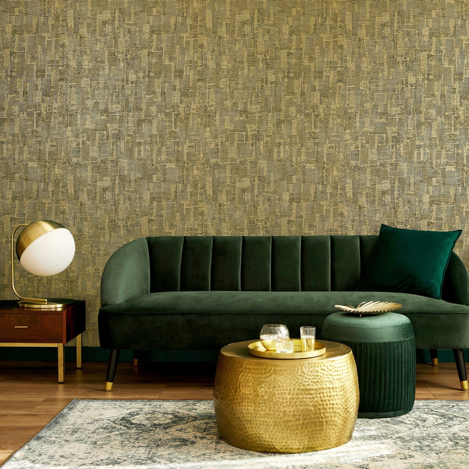 Jaquard wallpaper in gold color - pattern number GH65168-23 - by Galerie in the Precious collection