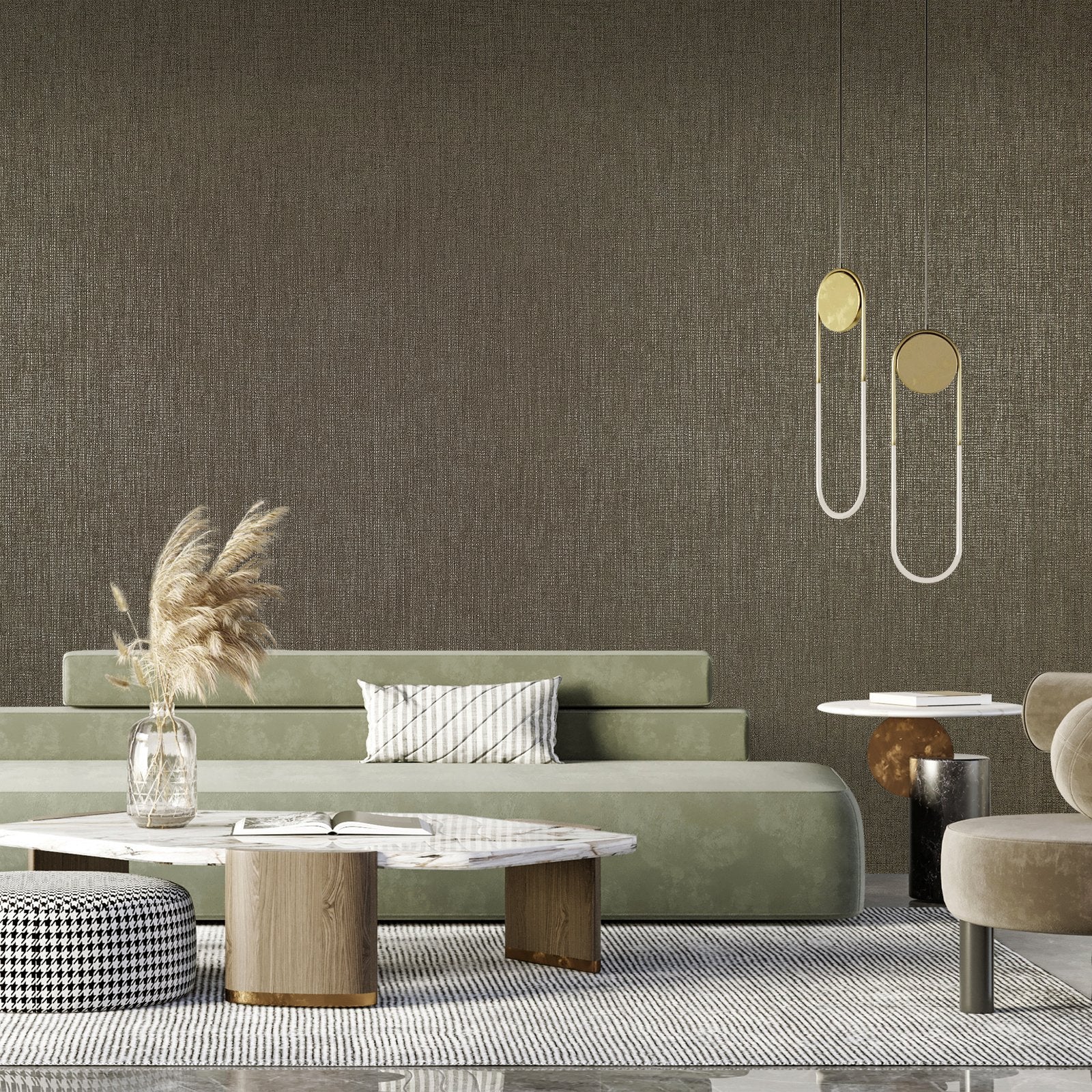 Canvas wallpaper in bronze brown color - pattern number GH65182-23 - by Galerie in the Precious collection