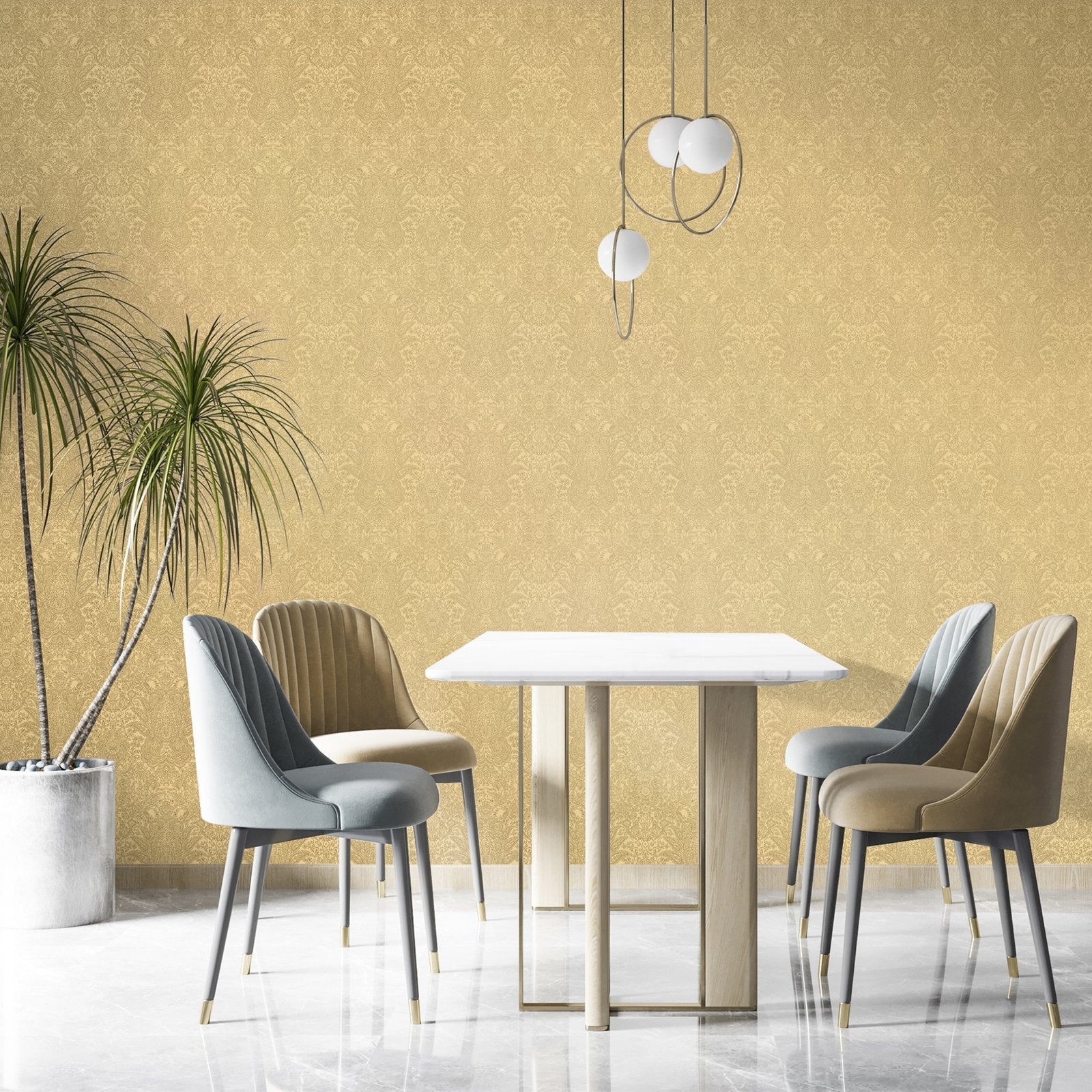 Brocade wallpaper in gold color - pattern number GH65186-23 - by Galerie in the Precious collection