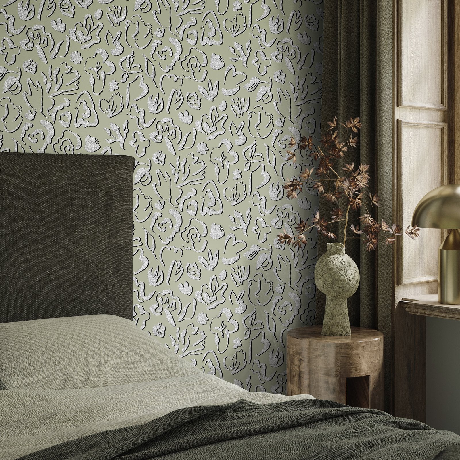 Fiore wallpaper in green color - pattern number GH65328-23 - by Galerie in the Salt collection
