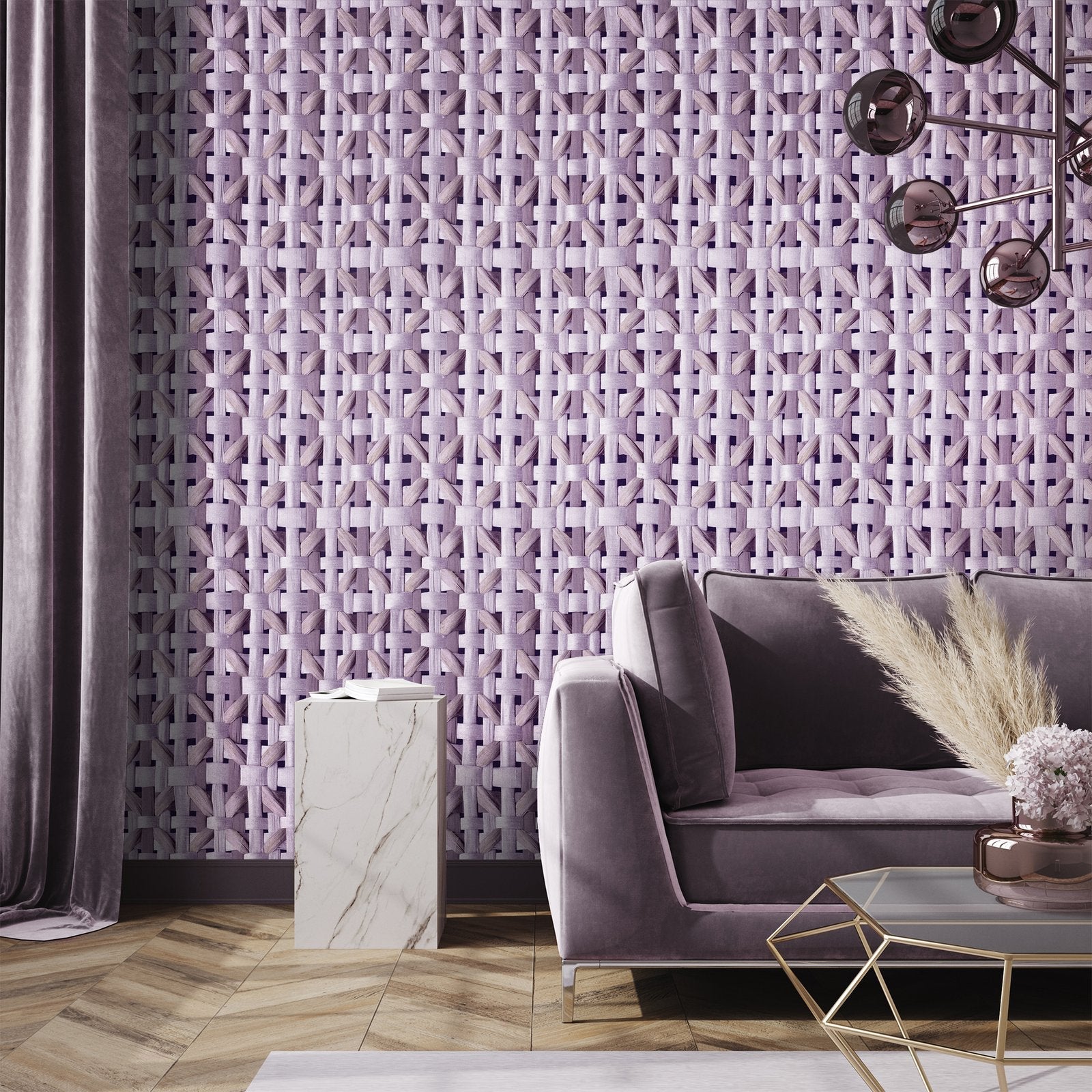 Octagonal Honeycomb wallpaper in purple lilac color - pattern number GH65336-23 - by Galerie in the Pepper collection