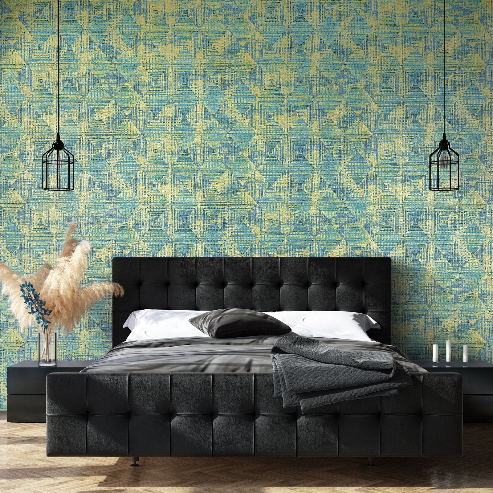 Raffia wallpaper in green color - pattern number GH65343-23 - by Galerie in the Pepper collection