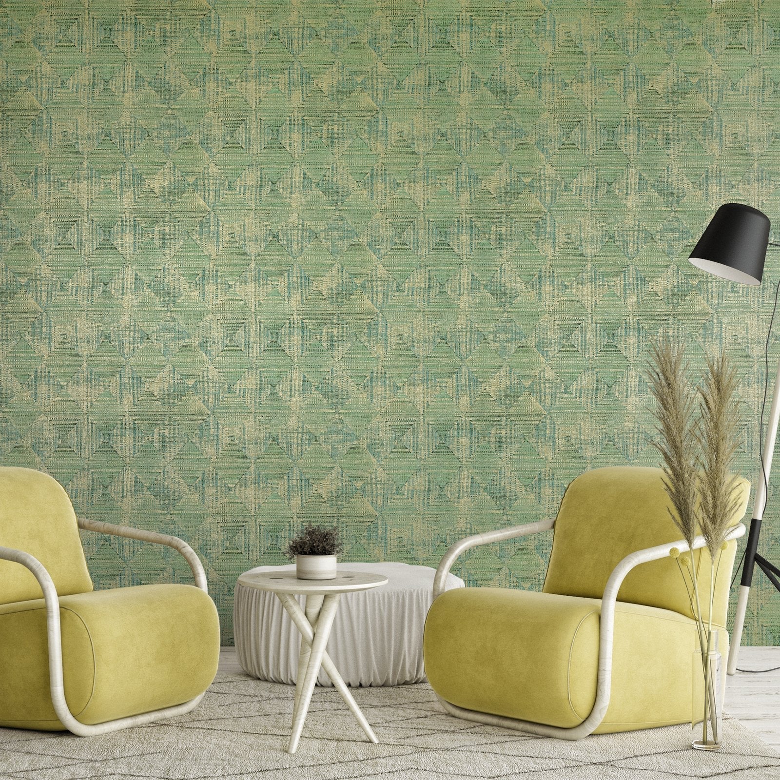 Raffia wallpaper in green color - pattern number GH65348-23 - by Galerie in the Pepper collection