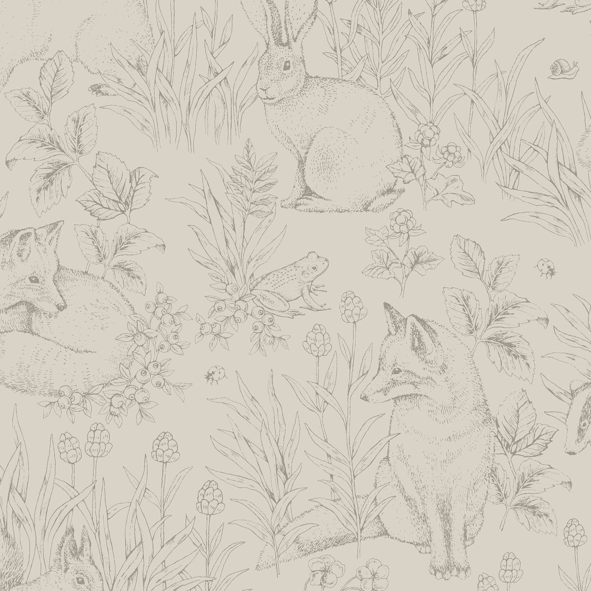 Forest Friends fabric in stone color - pattern number 6922 - by Schumacher in the Borastapeter collection