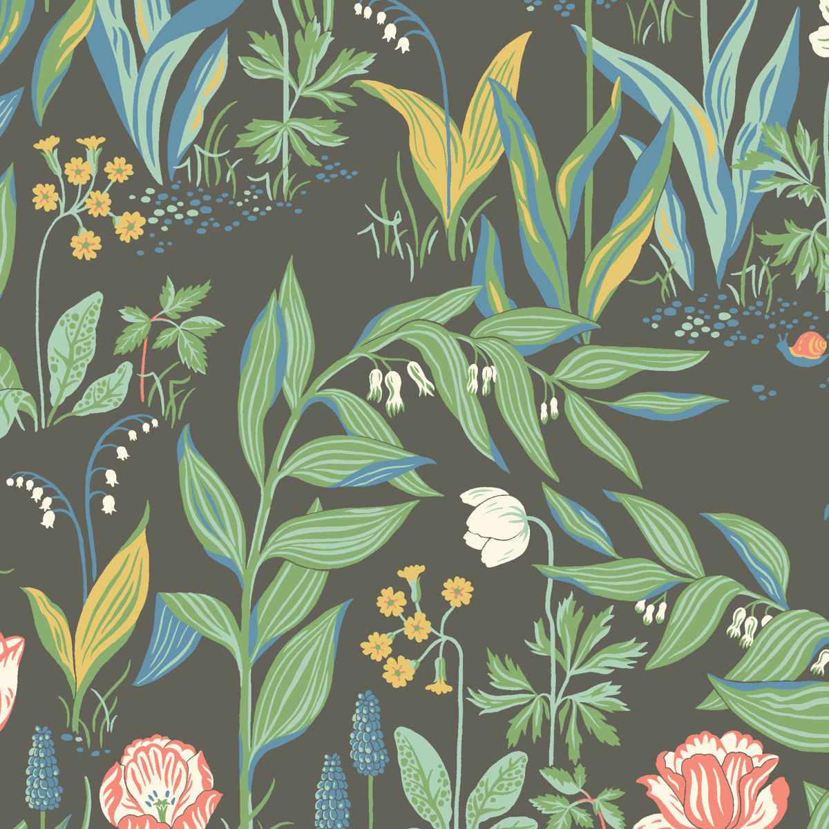 Spring Garden Charcoal Multi 7219 Wallpaper by Schumacher - Wallpapers ...