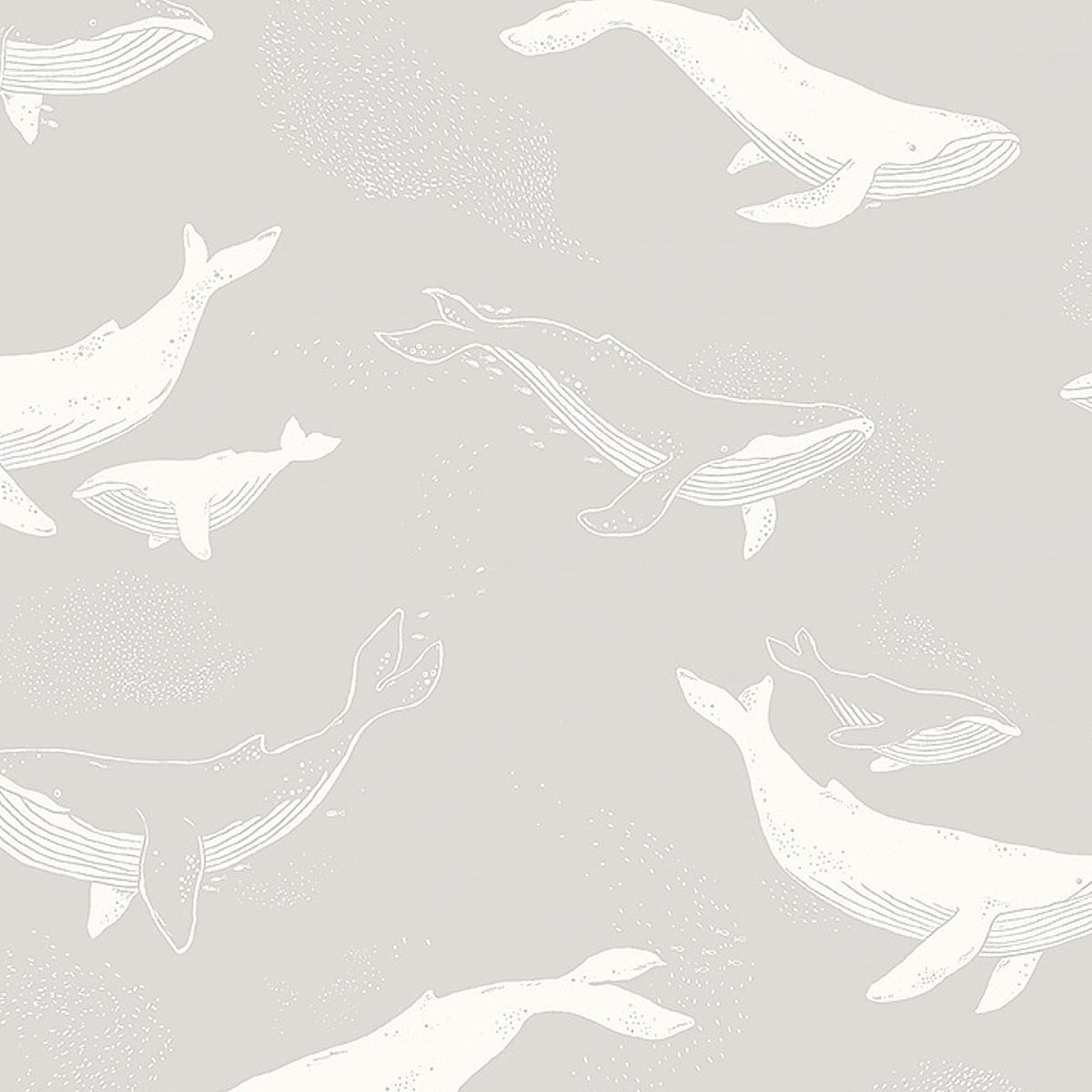 Whales fabric in grey color - pattern number 7452 - by Schumacher in the Borastapeter collection