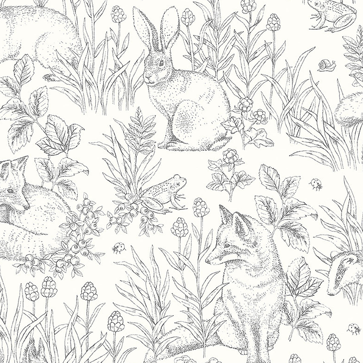 Forest Friends fabric in ivory color - pattern number 7478 - by Schumacher in the Borastapeter collection