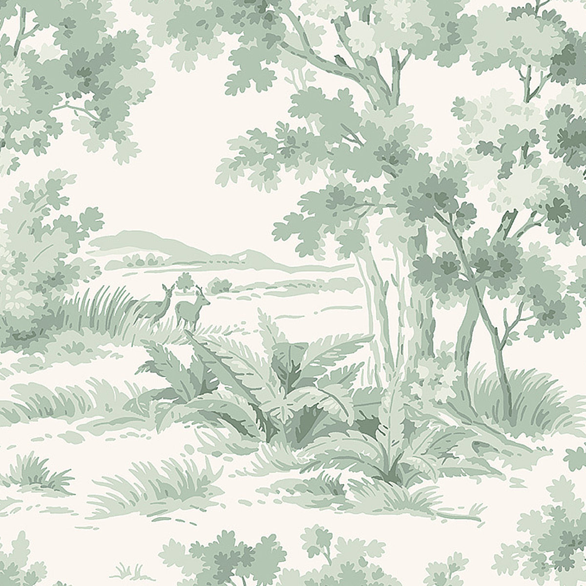 Countryside Morning fabric in green color - pattern number 7678 - by Schumacher in the A Country Life collection