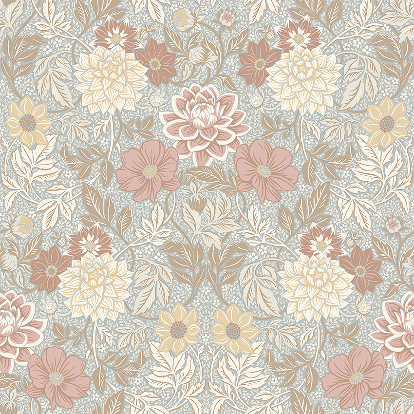 Dahlia Garden fabric in multi color - pattern number 7692 - by Schumacher in the A Country Life collection
