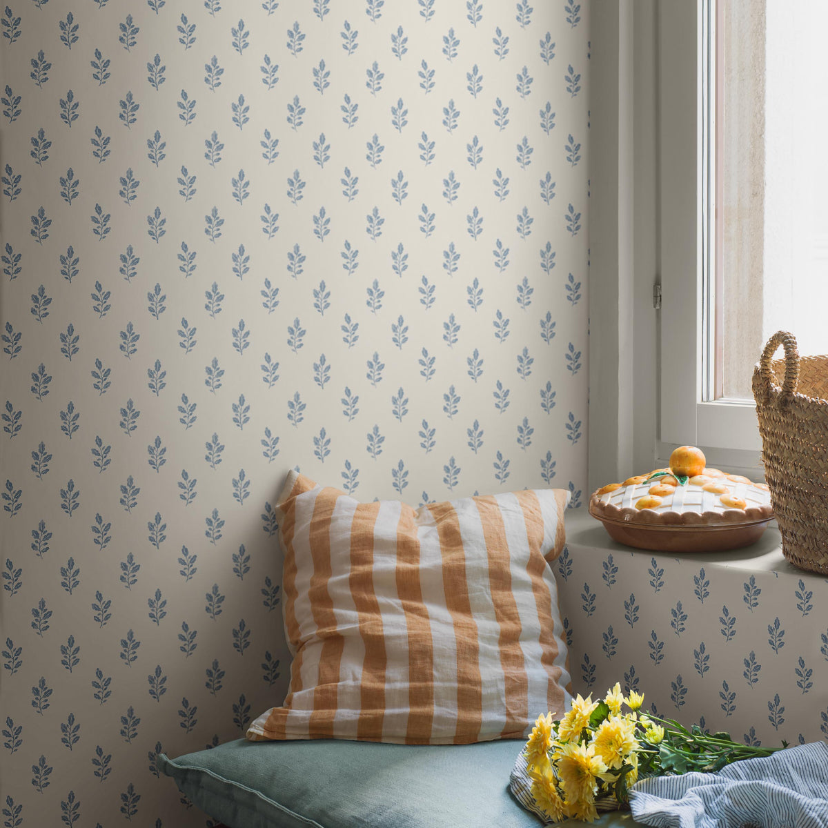 Little Oak Wallpaper in blue color - pattern number 7775 - by Schumacher in the Borastapeter collection