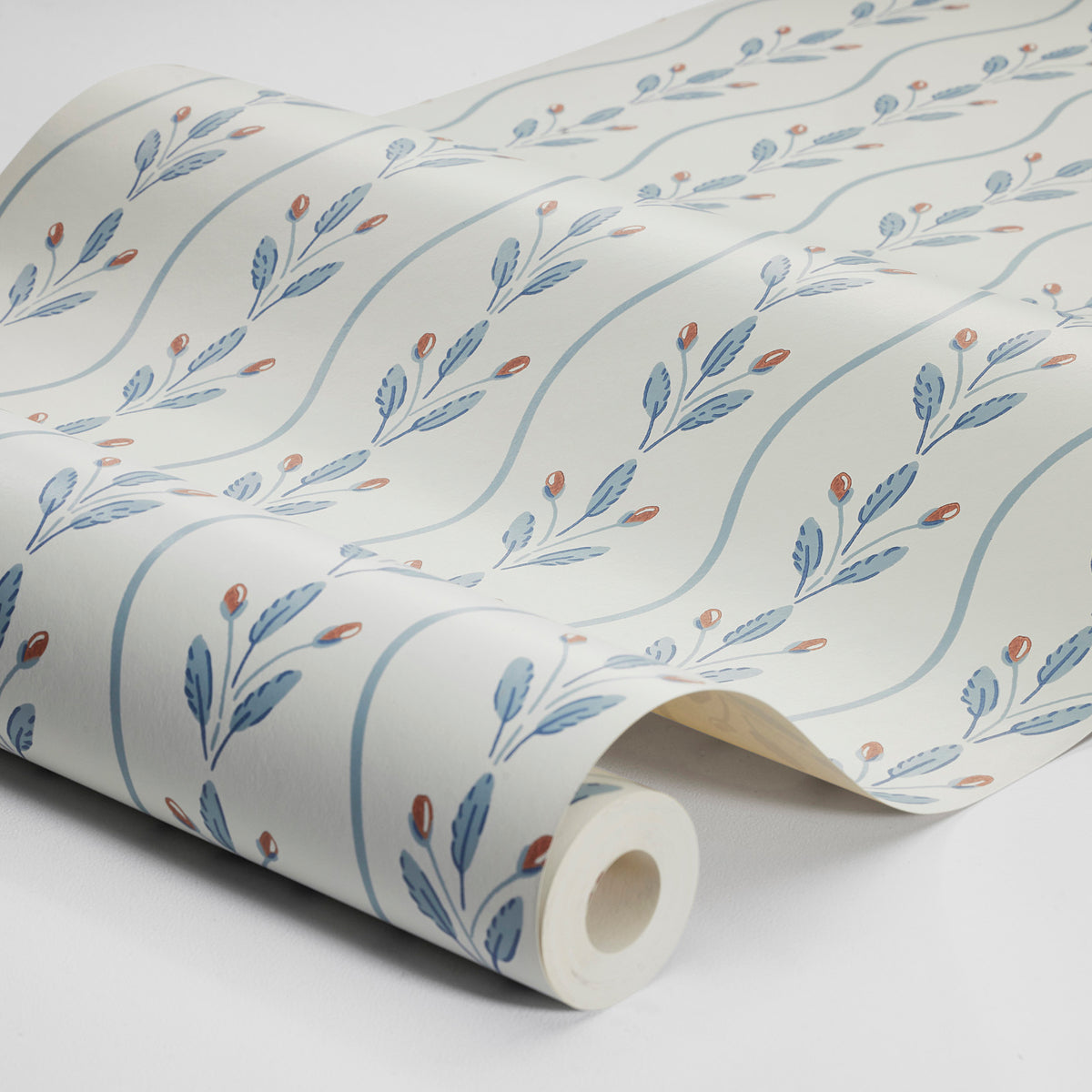Flower Buds Wallpaper in blue color - pattern number 7779 - by Schumacher in the Borastapeter collection
