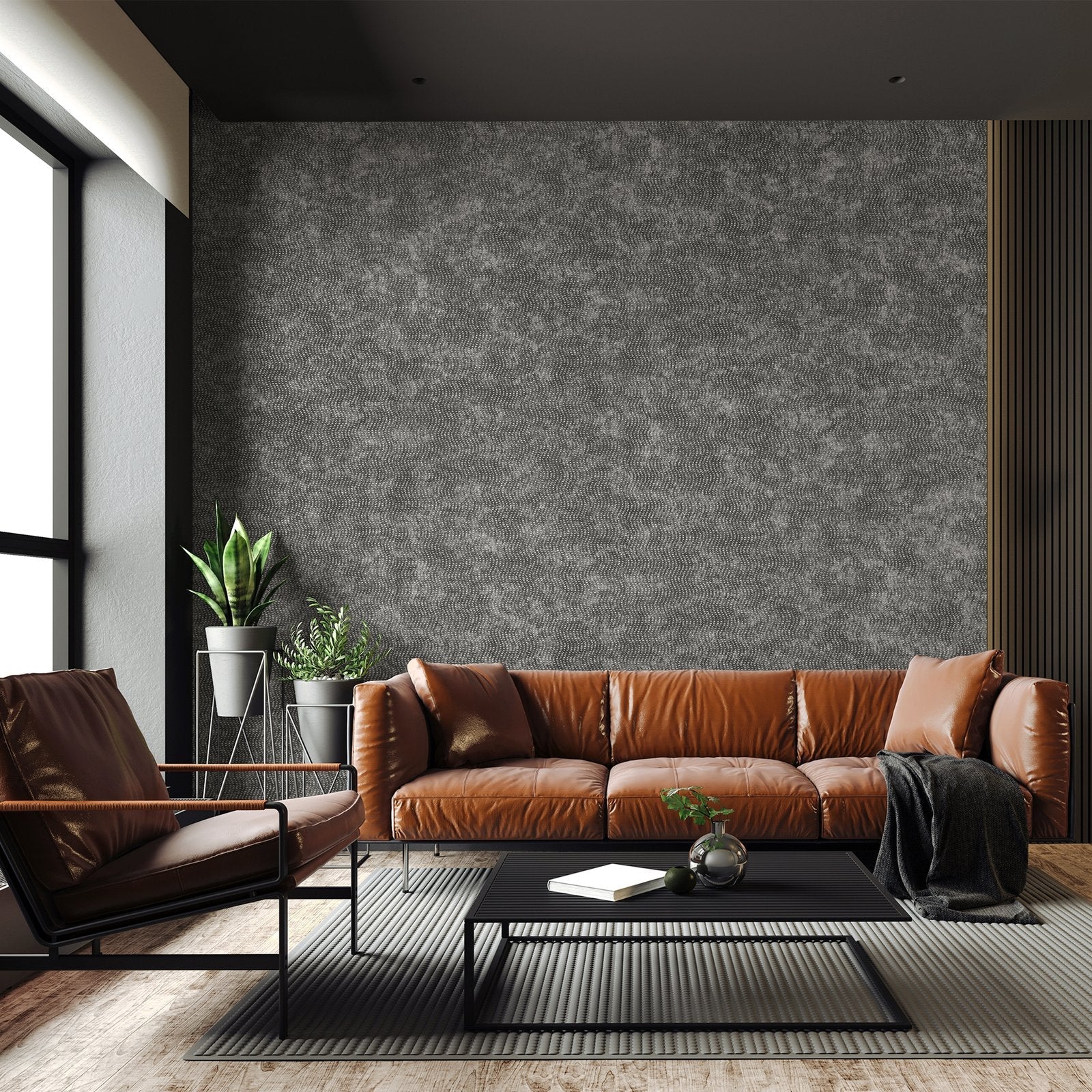 Cord wallpaper in black color - pattern number GH81292-23 - by Galerie in the Precious collection